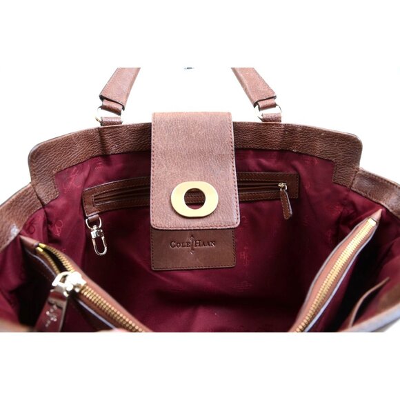 Cole Haan Sequoia Leather Large Travel Business Bag Tote Satchel Ipad Holder - Picture 3 of 13